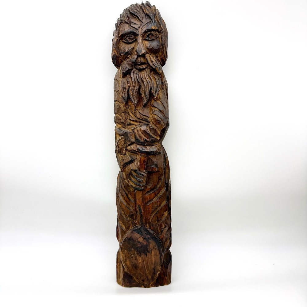 Vintage Hand Carved Wood Santos Figure St Isidore Patron Saint Gardeners 24"